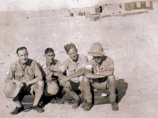Sgt Lister Walker, Sgt Ken Brett, & two unknown, two Blenheim crews minus pilots Western Desert Egypt
