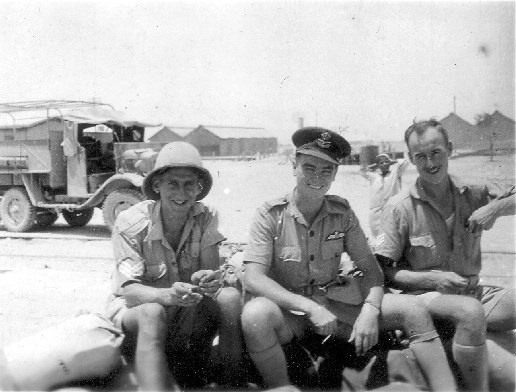 Sgt Ken Brett, P/O Sid Lee, Sgt Lister Walker in Egypt enroute to desert