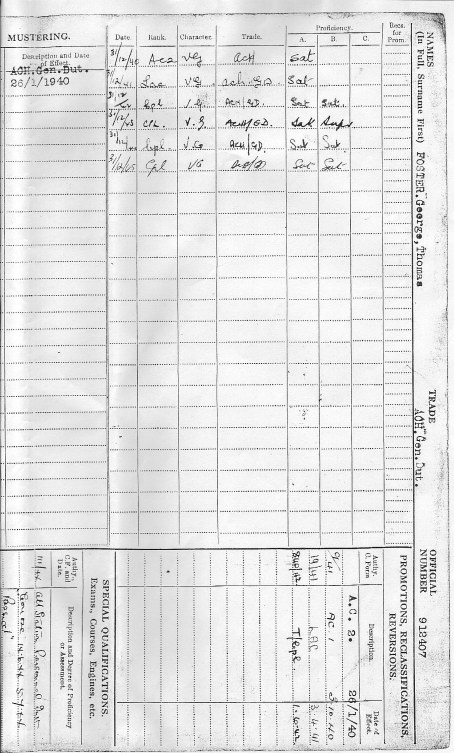 Corp George Foster RAF File
