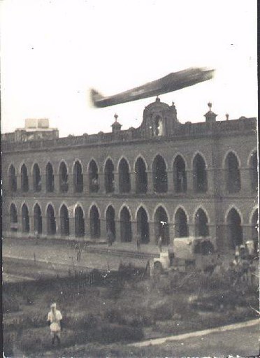 'Tex', (Flt/Sgt Mike ffolliett Foster) beating up the billets his the cross
on top of the Loretto Convent, Assansol